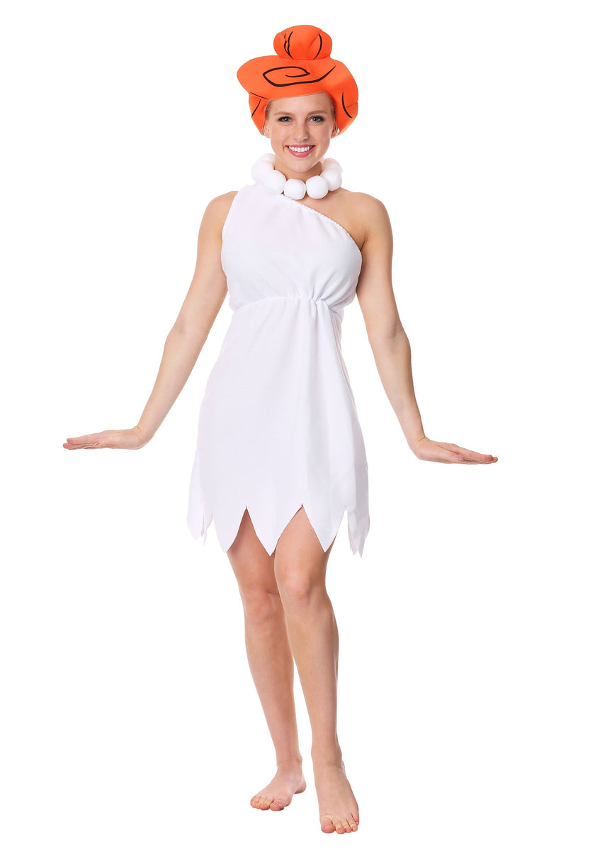 Wilma Flintstone Adult Costume Classic Cartoon White Dress