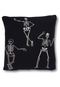 20-Inch Cotton Knit Black & Cream Skeleton Pillow