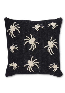 20-Inch Cotton Knit Black & Cream Spider Pillow