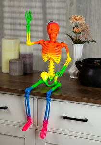 24" Rainbow Skeleton Halloween Prop | Skeleton Decorations