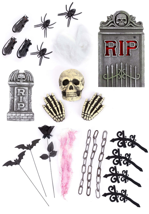 24 Piece Scary Tombstone Decoration Set