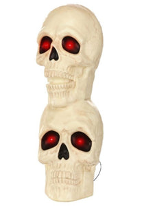 27.5" Double Stacked Sound Activated Skulls with Light Up Eyes Halloween Decoration