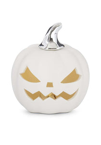 3.75" LED White Ceramic Jack O Lantern