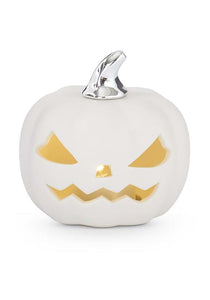 3" LED White Ceramic Jack O Lantern