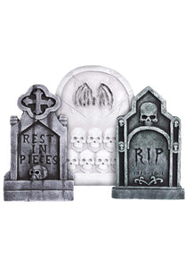 3 Piece 20-Inch Gothic Tombstone Decoration Set | Halloween Tombstones