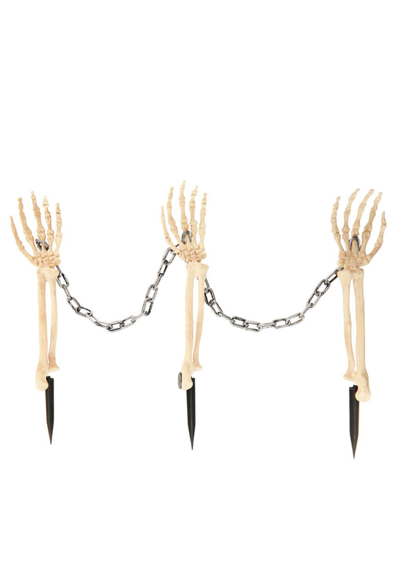 3 Skeleton Arms with 1 Chain Halloween Prop