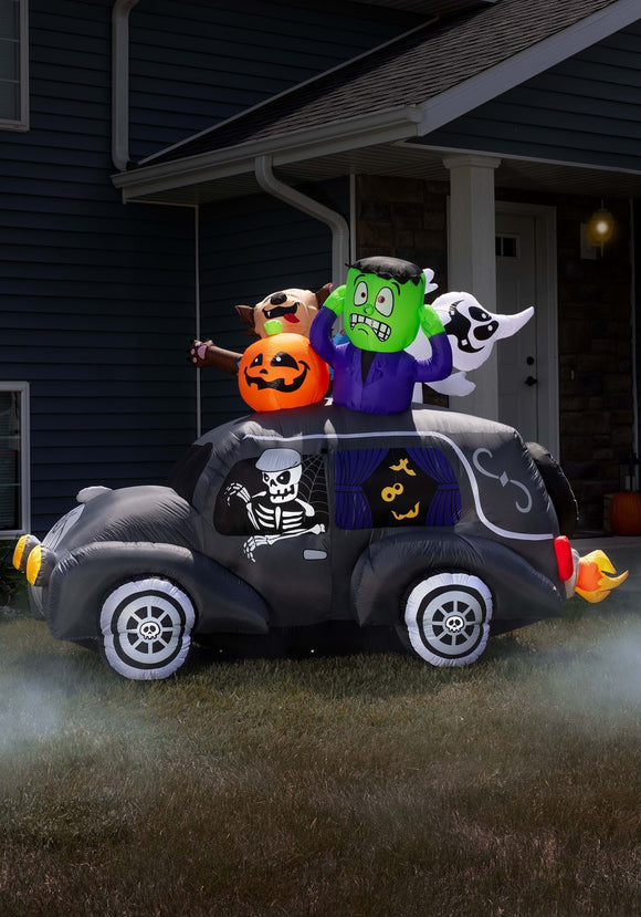 4FT Spooky Inflatable Halloween Hearse Decoration