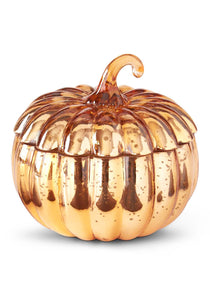 5.5" Orange Glass Pumpkin Candle Decoration