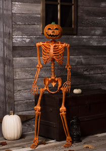 5FT Orange Skeleton with Pumpkin Head Halloween Prop