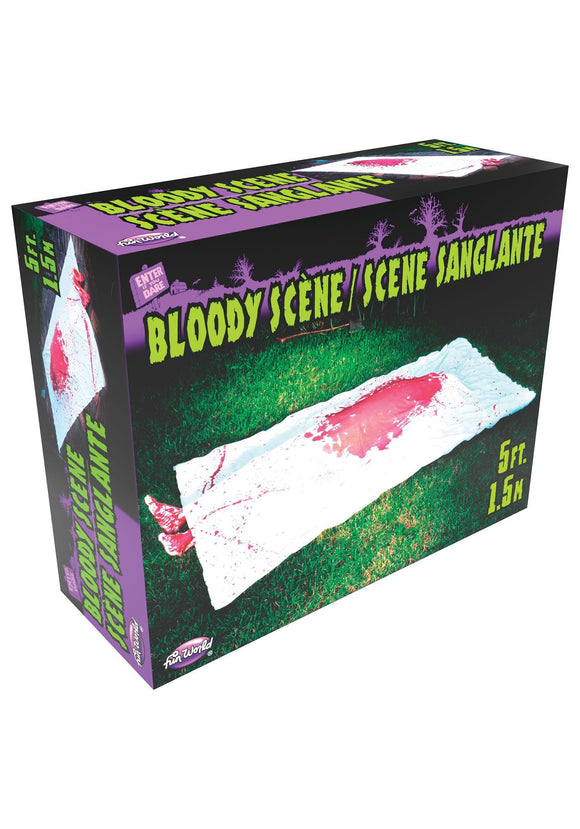 6FT Bloody Crime Scene with Feet and Inflatable Body Decoration | Scary Decorations