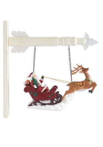8" Santa Riding Sleigh with Reindeer Hanging Arrow Figure