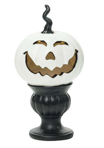 9 Inch Light Up White Pedestal Pumpkin
