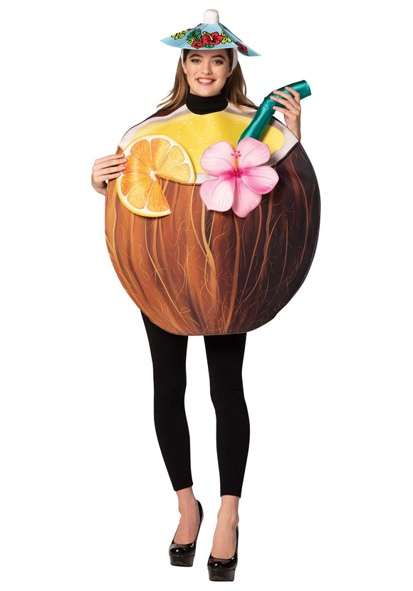 Coconut Cocktail Drink Adult Costume