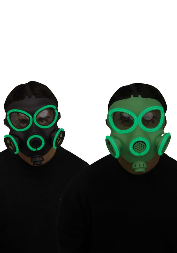 Light Up Adult Costume Gas Mask with Prop Respirator | Costume Masks