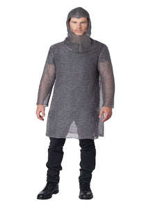 Adult Metallic Knit Chainmail Tunic & Cowl Costume