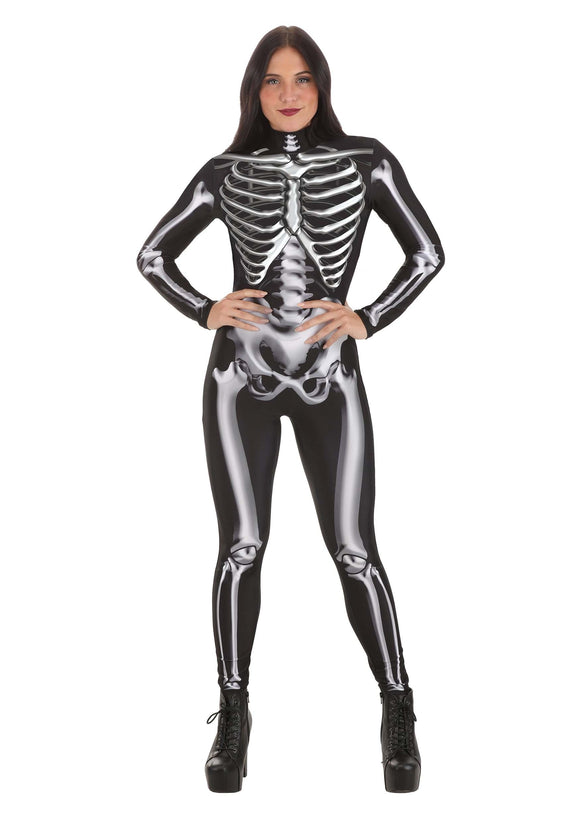 Metallic Silver Skeleton Adult Costume