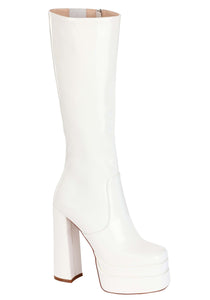 White Patent Platform Adult Gogo Boots