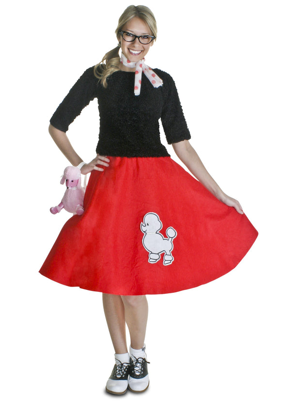 Adult Vintage Red 50's Poodle Skirt | 50's Costumes