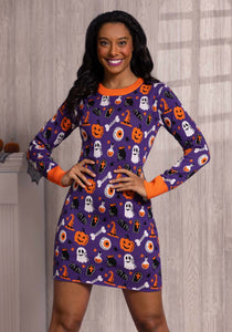Spooky Smiles Halloween Adult Sweater Dress | Made by Us Exclusive
