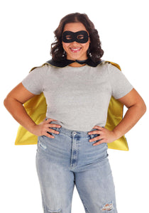Adult Superhero Black and Yellow Cape Set