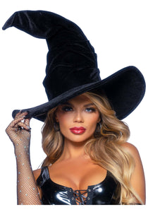 Adult Black Velvet Ruched Witch Hat