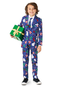 Suitmeister Christmas Snowman Blue Suit for Boys