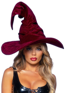 Velvet Burgundy Ruched Witch Hat