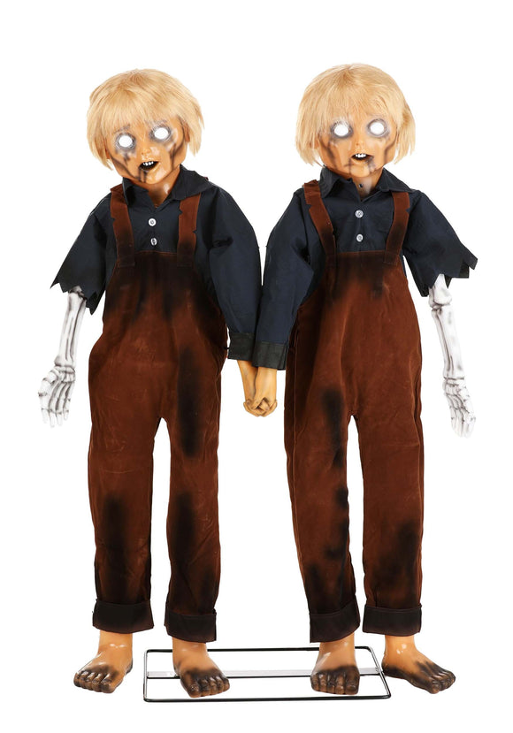 Creepy Twin Boys Animatronic Halloween Prop | Scary Animatronics