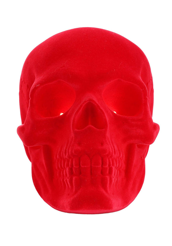 Light Up Flocked Velvet Skull Decoration | Table Decorations