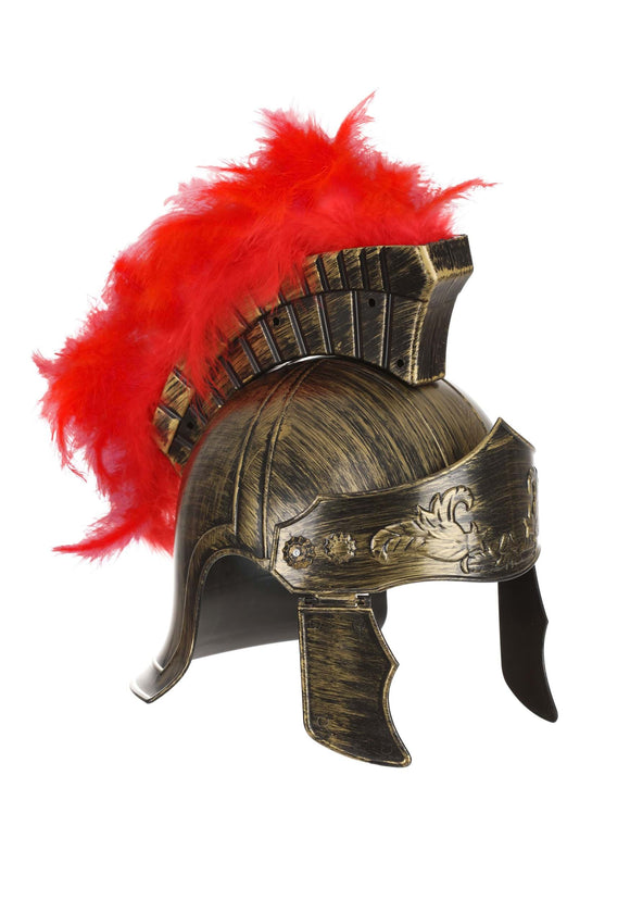 Gladiator Red Feather Costume Helmet for Adults