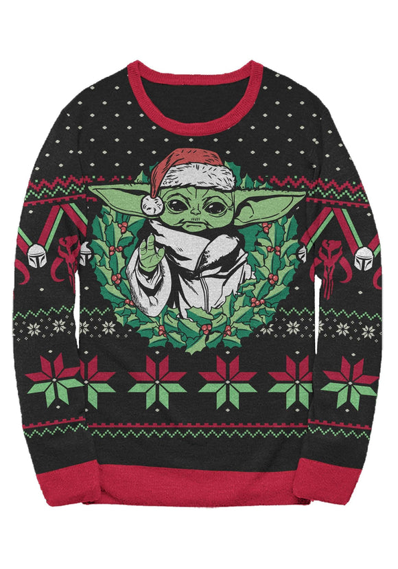 Adult Grogu Wreath Holiday Sweater