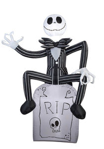 Inflatable Jack Skellington on a Tombstone Decoration