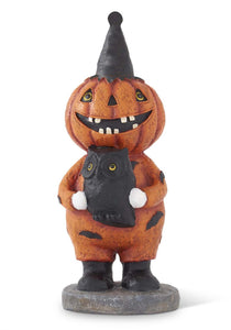 11.25" Jack O Lantern with Owl Decoration