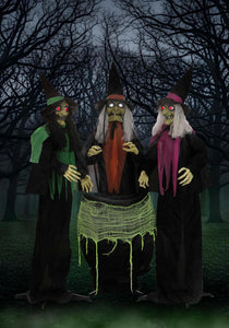 6.25FT Animated Judy, Jody, and Julie Coven of Witches Decoration - Scream Saver | Halloween Animatronics