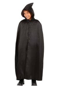 Children's Black Hooded Cloak | Costume Cloak