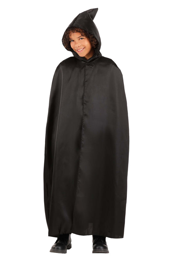 Children's Black Hooded Cloak | Costume Cloak