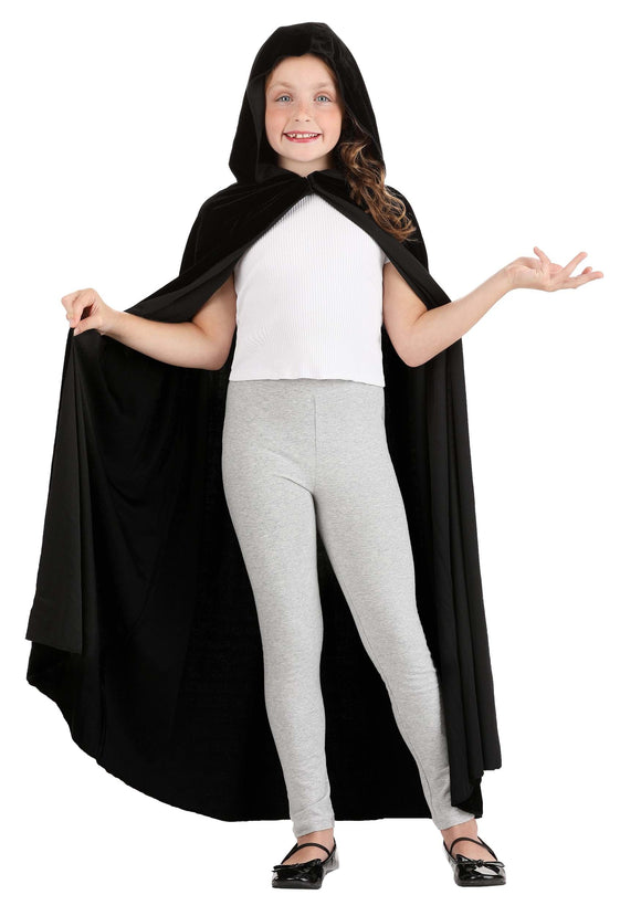 Black Velvet Hooded Kid's Cape | Costume Capes