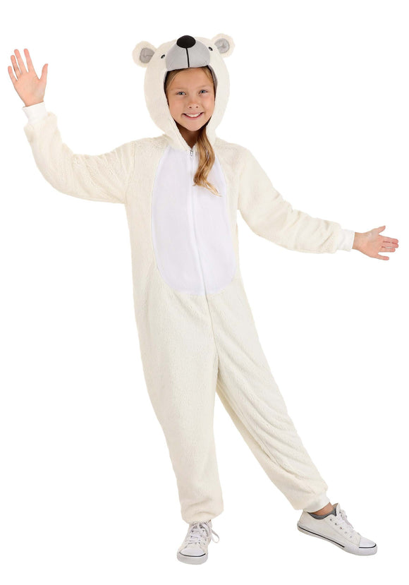 Kid's White Polar Bear Costume Onesie | Bear Costumes