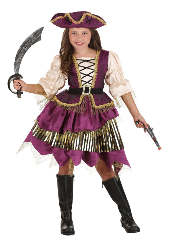 Girl's Deluxe Purple Pirate Costume