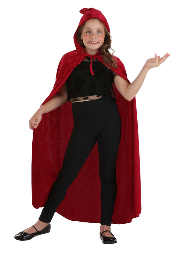 Red Velvet Hooded Kid's Cape | Costume Capes