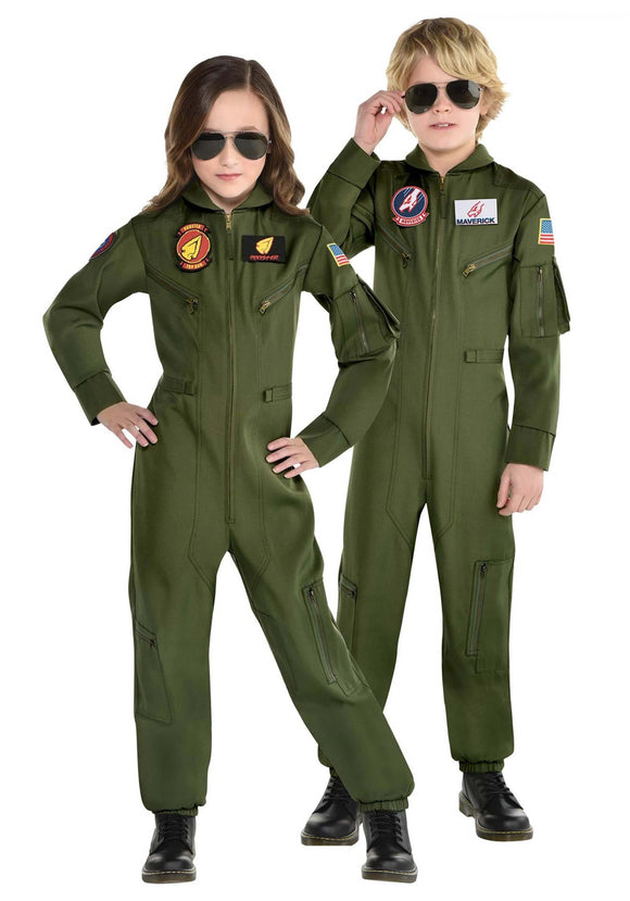 Top Gun Movie Flight Uniform Kid's Costume | Top Gun Costumes