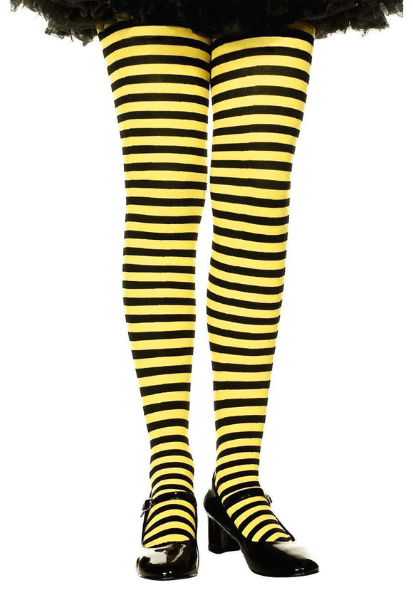 Kid's Yellow and Black Striped Tights | Costume Tights