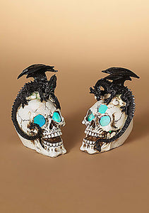 5.5" Black Dragons on Light Up Skulls Set