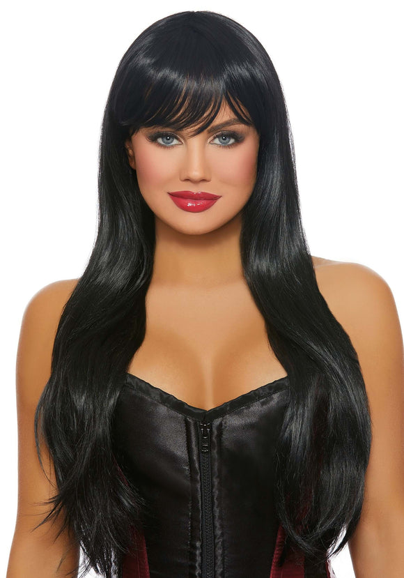 Long Straight Layered Black Women's Wig