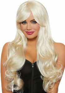 Long Wavy Platinum Blonde Wig for Adults