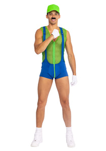 Green Super Plumber Bro Costume for Men | Sexy Men's Costumes