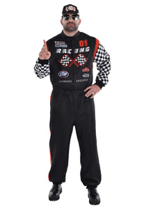 Plus Size Race Car Driver Classic Jumpsuit Men's Costume | Race Car Costumes