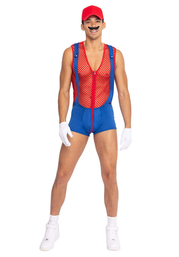 Red Super Plumber Bro Costume for Men | Sexy Men's Costumes