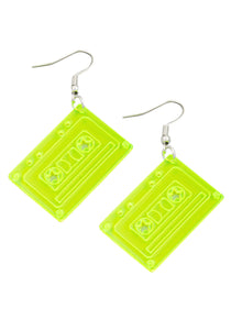 Neon Cassette Tape Costume Earrings