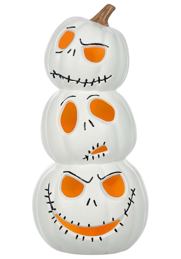 Nightmare Before Christmas Jack Skellington Stacked Light Up Pumpkins | Halloween Decor